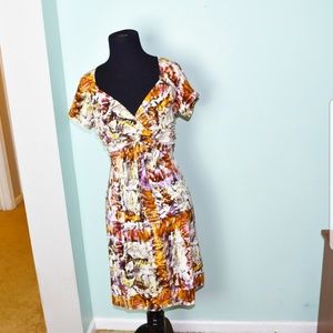 Daisy Fuentes Orange and White Print Dress